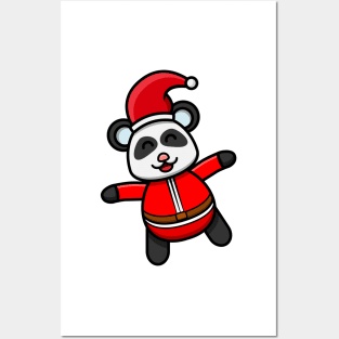 Sticker and Label Of  Cute Baby Christmas Panda Posters and Art